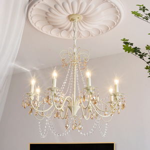French Retro <b>Style</b> Crystal Chandelier Black Multi <b>Head</b> LED Light For Living Room Bedroom - Product Image 2