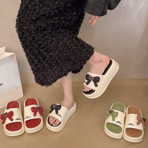 Nouvelle Collection Été – Sandales <span class=keywords><strong>Femme</strong></span> Tendance à Plateforme Épaisse, <span class=keywords><strong>Talon</strong></span> Compensé, Tige en EVA, Motif <span class=keywords><strong>Petit</strong></span> Ours et Nœud, Antidérapantes et Adorables - Product Image 2