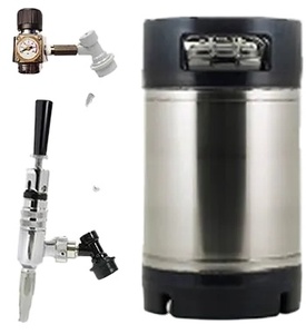 Kunden spezifisches Edelstahl-Kugel verriegelung fass system mit Gummi griff, CO2-Regler und Hahnsp ender - Product Image 1