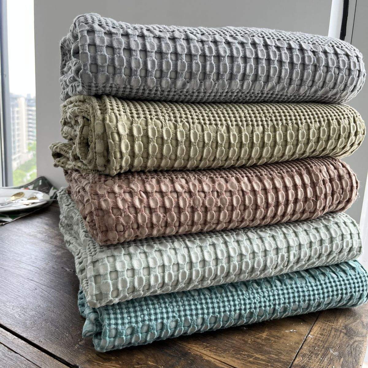 Bamboo Bed Blanket Soft Waffle Throw Blanket 100% Natural