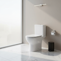 Inodoro de una pieza moderno de cerámica blanca para baño de hospital, montado en la pared, con doble descarga, sifón en P y descarga Tornado, modelo Factory 2802