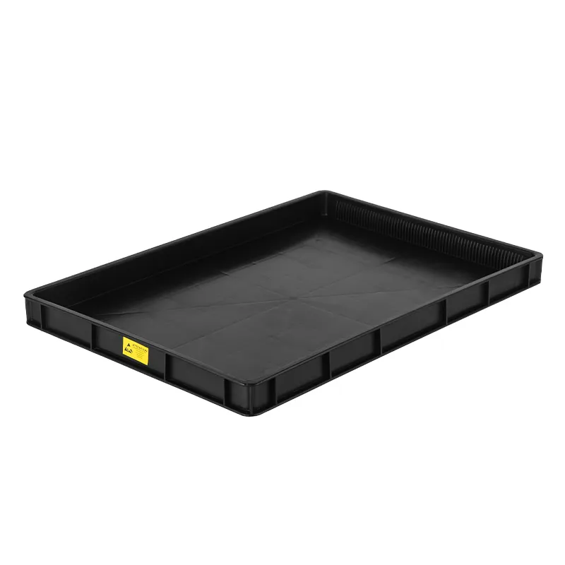 3W-9805115 Antistatic ESD plastic packing tray black plastic electronic component stackable conductive pcb esd tray