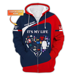 Felpa da uomo personalizzabile per infermiere <span class=keywords><strong>con</strong></span> cappuccio stampata in 3D <span class=keywords><strong>con</strong></span> cappuccio professionale <span class=keywords><strong>con</strong></span> grafica da infermiera maschile e nome personalizzato - Product Image 1