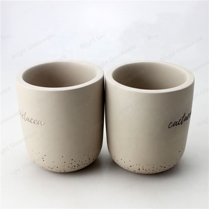 Concrete <strong>Candlestick</strong> <strong>Holders</strong> Grey with Wood Lid Natural Home Decoration Shenzhen Customized More Than 16 Years Experience CN;GUA - Product Image 3