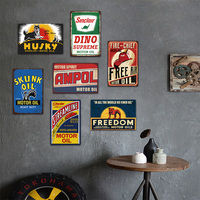 Panneau métallique rétro en étain, thème Huile Moteur Essence, Freedom Ampol Husky, pour décoration murale de garage, de garage masculin et de atelier automobile