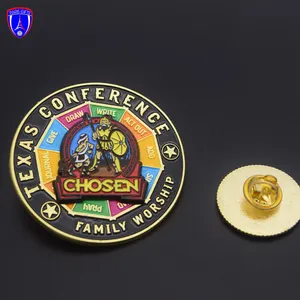 Custom design hard enamel swing pin for Texas conference family worship knight pins factory