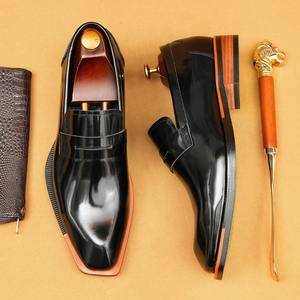 Mocasines de plataforma brillante de cuero genuino superventas para negocios, zapatos formales transpirables informales de estilo británico para Primavera/Verano - Product Image 3