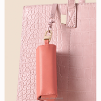 Étui à rouge à lèvres élégant en cuir PU avec miroir, pochette mignonne pour fille, porte-baume à lèvres, porte-gloss, porte-clés, breloque pour sac