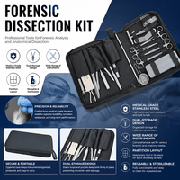 Kit de dissection autopsique de 19 pièces avec boîte de rangement en bois, outils de laboratoire post-mortem en acier inoxydable allemand pour étudiants en médecine