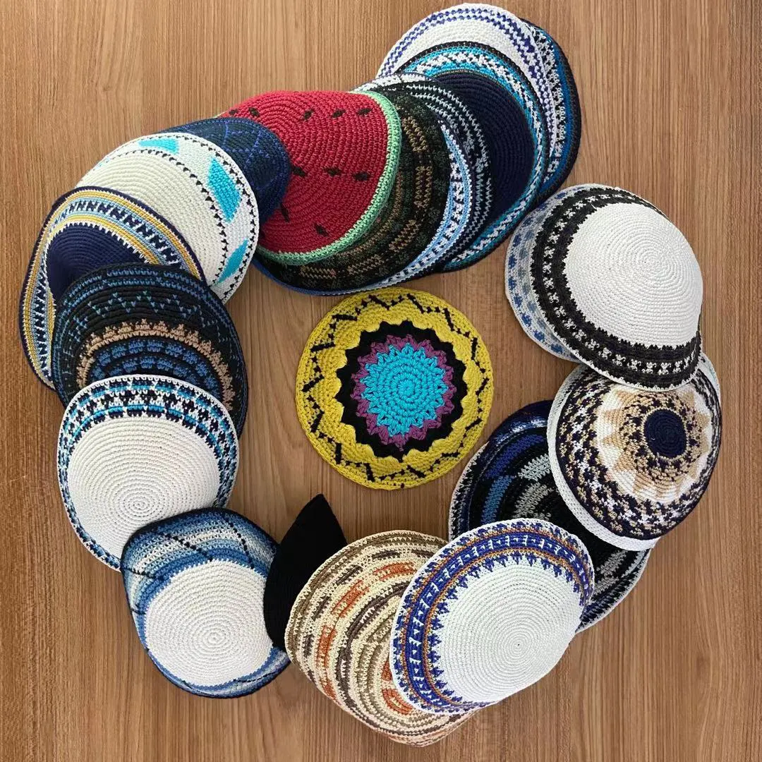 Custom Personolized Crochet Summer Knit Cotton Kippah Hat Jewish Kippot