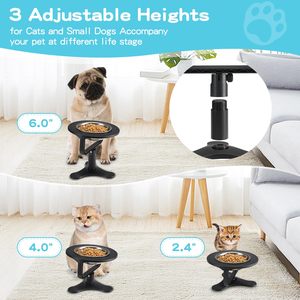 Gamelles surélevées pour chat Support réglable pour gamelles pour chat bols surélevés antidérapants en acier inoxydable avec inclinaison de 15 ° pour animaux de compagnie et chiot - Product Image 3