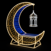 Maßgefertigte 3D-Riesen-Metallrahmen-Kuppel Halbmond-Stern-Lichterkette Ramadan-Motiv-Beleuchtung für Platz-Außenfestival-Abenddekoration IP65