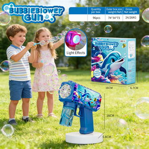 Pistolet à bulles électrique automatique en forme de dauphin avec lumière, jouet souffleur de bulles pour enfants, idéal pour les fêtes en plein air, les jeux d'été et les cadeaux - Product Image 5