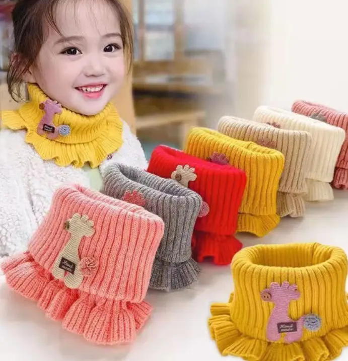 Hot Sales Winter Soft Komfortable Warme Schal Niedliche Cartoon Stricken Wolle Hals Gamasche Hals Schal Für Kinder Kinder