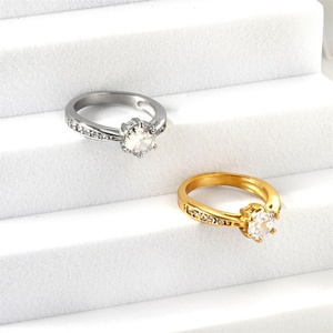 Custom Personalized Jewelry <b>Ring</b> Wedding Gift Gold Plated Stainless Steel Zircon Charm <b>Rings</b> for Women - Product Image 5