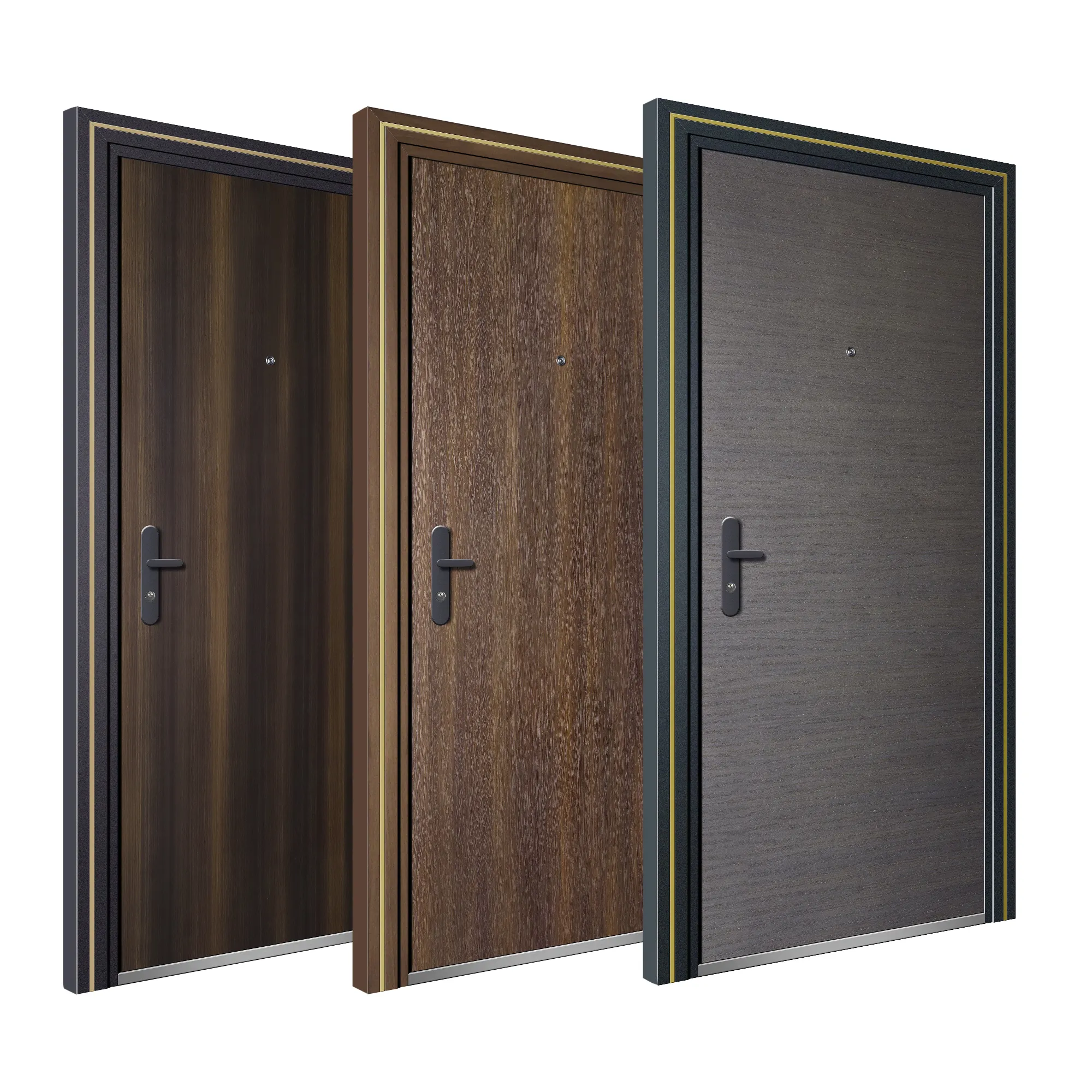 आधुनिक डिजाइन बाहरी सुरक्षा धातु दरवाजा लपेटा लोहे की प्रविष्टि दरवाजे के लिए छत हेडिंग स्टेनलेस स्टील दरवाजे