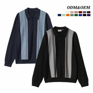 Polo de invierno personalizado para <span class=keywords><strong>hombre</strong></span> Polo de manga larga para <span class=keywords><strong>hombre</strong></span> Polo suelto <span class=keywords><strong>gordo</strong></span> a rayas Suéter de <span class=keywords><strong>punto</strong></span> para <span class=keywords><strong>hombre</strong></span> - Product Image 4