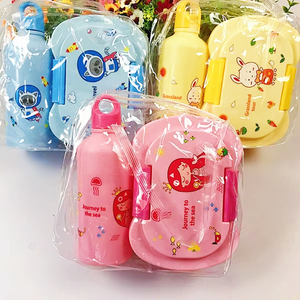 <span class=keywords><strong>2</strong></span> vano in plastica a microonde Sandwich contenitore per Snack per bambini della scuola scatola per il pranzo con bottiglia d'acqua - Product Image 1