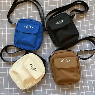 Холщовая мини-сумка через плечо, маленькая корейская модная сумка-мессенджер из хлопчатобумажной ткани для унисекс