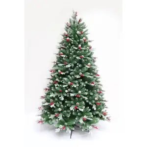 热卖新款210厘米圣诞PVC & PE混合树，叶头和红莓