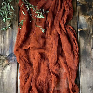 Chemin de table en polyester 100% tissé, couleur personnalisable, style Wabi-Sabi, élégant, simple, en toile de jute, pour la maison, mariage, Noël - Product Image 5