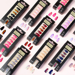 24 faux ongles en mini-pack, effet miroir magique, courts, en amande, à presser, vente en gros - Product Image 1