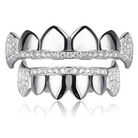 Ensemble de bijoux personnalisé sur mesure, grilles dentaires Hip Hop, crocs de vampire, micro-pavé de zircone cubique, grilles dentaires Bling
