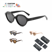 Gafas de Sol Redondas-Ovaladas de Acetato Hechas a Mano de Alta Calidad, con Logotipo Personalizado, Resistentes a los Rayos UV, Polarizadas, Unisex, Venta al Por Mayor