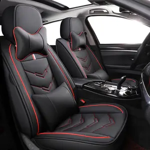 Car Seats Cover Sport style PVC Leather 5d Universal Waterproof With Car Seat Cushion Car Seat Covers Full Set
