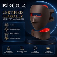 Masque facial et collier LED Photon en silicone de qualité alimentaire, double longueur d'onde rouge NIR, collagène anti-âge, luxe OEM