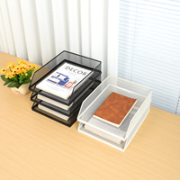 Plateau de rangement multi-niveaux en métal A4 à prix réduit et boîtes de rangement de bureau avec porte-stylos