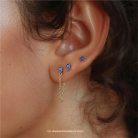 Boucles d'oreilles clous en argent sterling S925, zircon cubique coloré, style français élégant, mini-parure d'oreilles douce, vente en gros