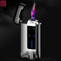 HONBAN HB-018 Logo personnalisé coupe-vent électrique Double Arc briquet USB Plasma Rechargeable briquet avec indicateur de batterie LED
