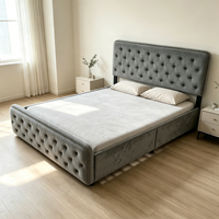 Cadre de lit plateforme élégant en velours rembourré avec tête de lit, structure robuste, mobilier de chambre à coucher