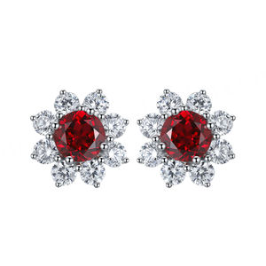 925 Sterling Silver <b>Rhodium</b> Plated Stud <b>Earrings</b> for Women Trendy Gorgeous Flower Design Engagement Wedding Anniversary Party - Product Image 1