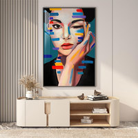 Peinture décorative murale faite à la main, style nordique, luxe léger, cristal et métal, minimalisme moderne du milieu du siècle, pour salon