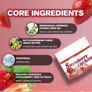 Gommage pour les lèvres à la fraise 30g OEM Étiquette privée Sucre Aloe Exfolier Hydrater Gonfler Vegan - Product Image 2