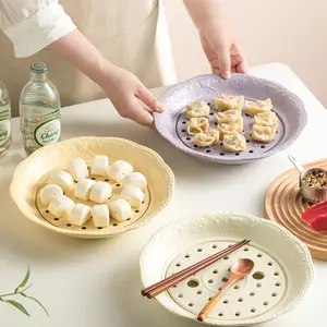 Práticas Placas Funcionais de Plataforma Dupla Placas de bolinho vazadas para diferentes tipos de alimentos cozidos Drenam a água para frutas