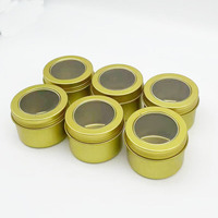 Caja de hojalata circular dorada personalizada al por mayor con ventana transparente, recipiente de lujo apto para alimentos para té de hojas sueltas, frutas secas y set de regalo gourmet