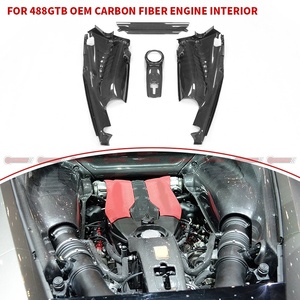 แผงห้องเครื่องยนต์คาร์บอนแห้งแบบ OEM ชุดเต็มสำหรับ Ferrari 488 GTB แผ่นปิดห้องเครื่องคาร์บอนเงา จัดส่งโดยตรง - Product Image 4