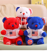 Ours en peluche bleu personnalisé avec drapeau américain, jouet en peluche personnalisé, cadeau patriotique américain, certifié CE CPC ASTM, poupée douce