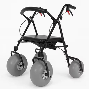 Rollatore manuale da viaggio per esterni pieghevole <span class=keywords><strong>con</strong></span> <span class=keywords><strong>freno</strong></span> <span class=keywords><strong>a</strong></span> <span class=keywords><strong>mano</strong></span> sedia <span class=keywords><strong>a</strong></span> rotelle da spiaggia spingere facilmente <span class=keywords><strong>deambulatore</strong></span> e Rollator durevoli - Product Image 2