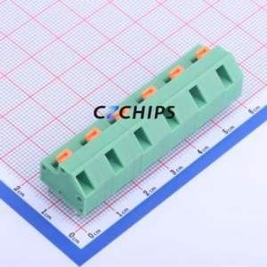 KF237-10.16-6P Spring Terminal Block Through hole Component (THT),P=10.16mm Connector 1x6P 10.16mm Green 6P - Product Image 1