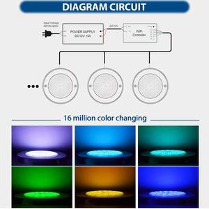 IP68 Waterproof RGB LED <b>Pool</b> <b>Light</b> 12V Underwater Wall Mounted Stainless Steel Fixture with Alexa Wi-Fi Remote Control - Product Image 5