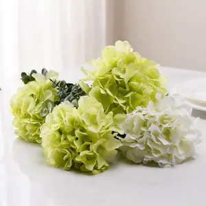 Paquete de cabezas de flores de imitación para escritorio de casa, Hortensia completa, plantas falsas, flores artificiales con tallos, boda, San Valentín, a granel