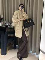 Manteau de luxe en fausse fourrure de vison à chevrons pour femme, élégant, chaud et épais pour l'hiver, veste longue en fourrure artificielle