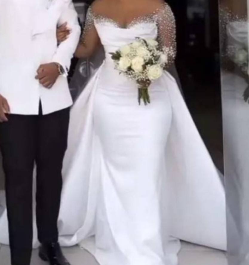 ai1969 2025 satin ladies wedding dress long sleeve mermaid