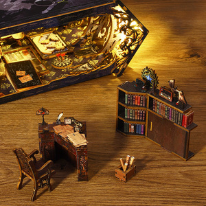 Gioco di Costruzione in Legno Fai-da-Te Culturale e Creativo, Fermalibri a Tema <span class=keywords><strong>Detective</strong></span> e Mistero, Modello 3D Fatto a Mano, 101-500 Pezzi - Product Image 6