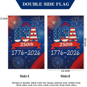Bandera de Jardín Patriótica de EE. UU. para Aniversario, 1776-2026, Pancarta Patriótica de 250 Años, Bandera de Jardín Impermeable de Doble Cara para el 4 de Julio - Product Image 6