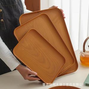 Wooden Rectangular <b>Tray</b> For <b>Tea</b> Coffee Serving Hotel Use Solid Color Shallow Dish - Product Image 4